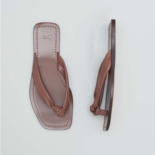 Loq Leather Rey Sandals, Thong, Knotted Leather, Brown - Women